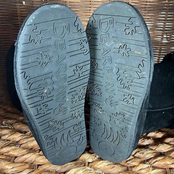 BearPaw Women's Black Suede Classic Winter Pull On Boots Size 8 - Picture 7 of 8